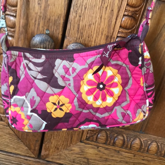 Vera Bradley Pink Brown Floral Print Small Bag - Picture 3 of 7